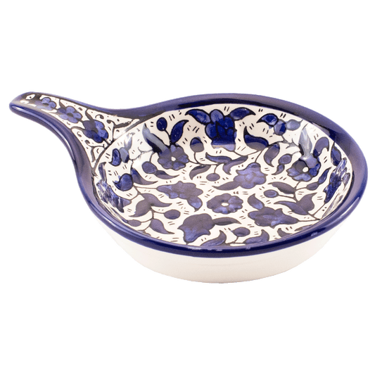 Decorative serving dish with handle Blue Floral Armenian Ceramic