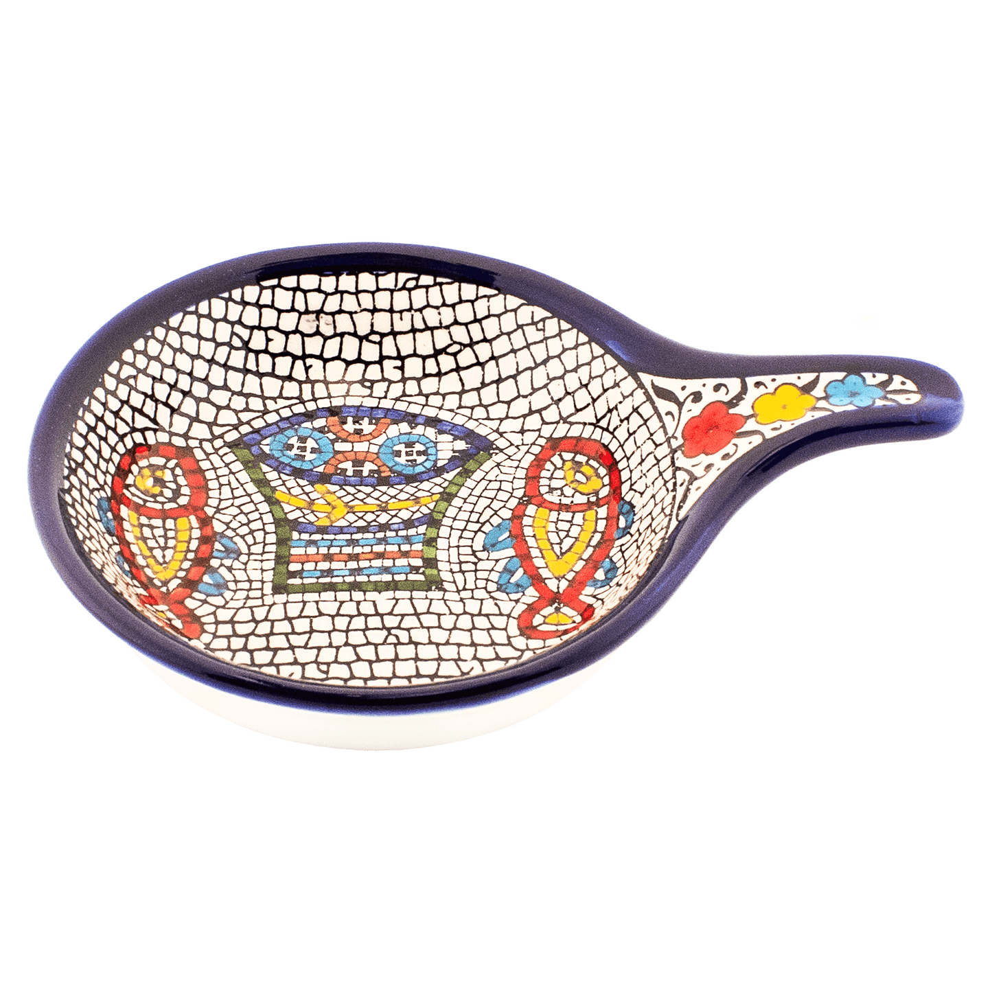 Decorative serving dish with handle Loaves and Fish Armenian Ceramic