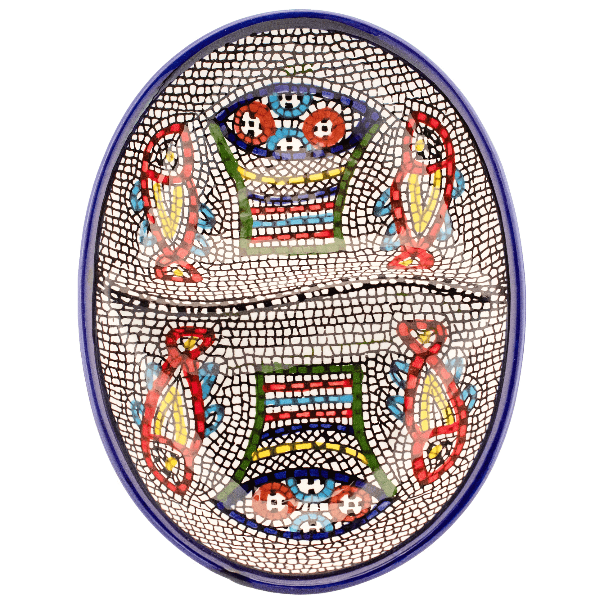 Divided Armenian ceramic dish with loaves and fish design