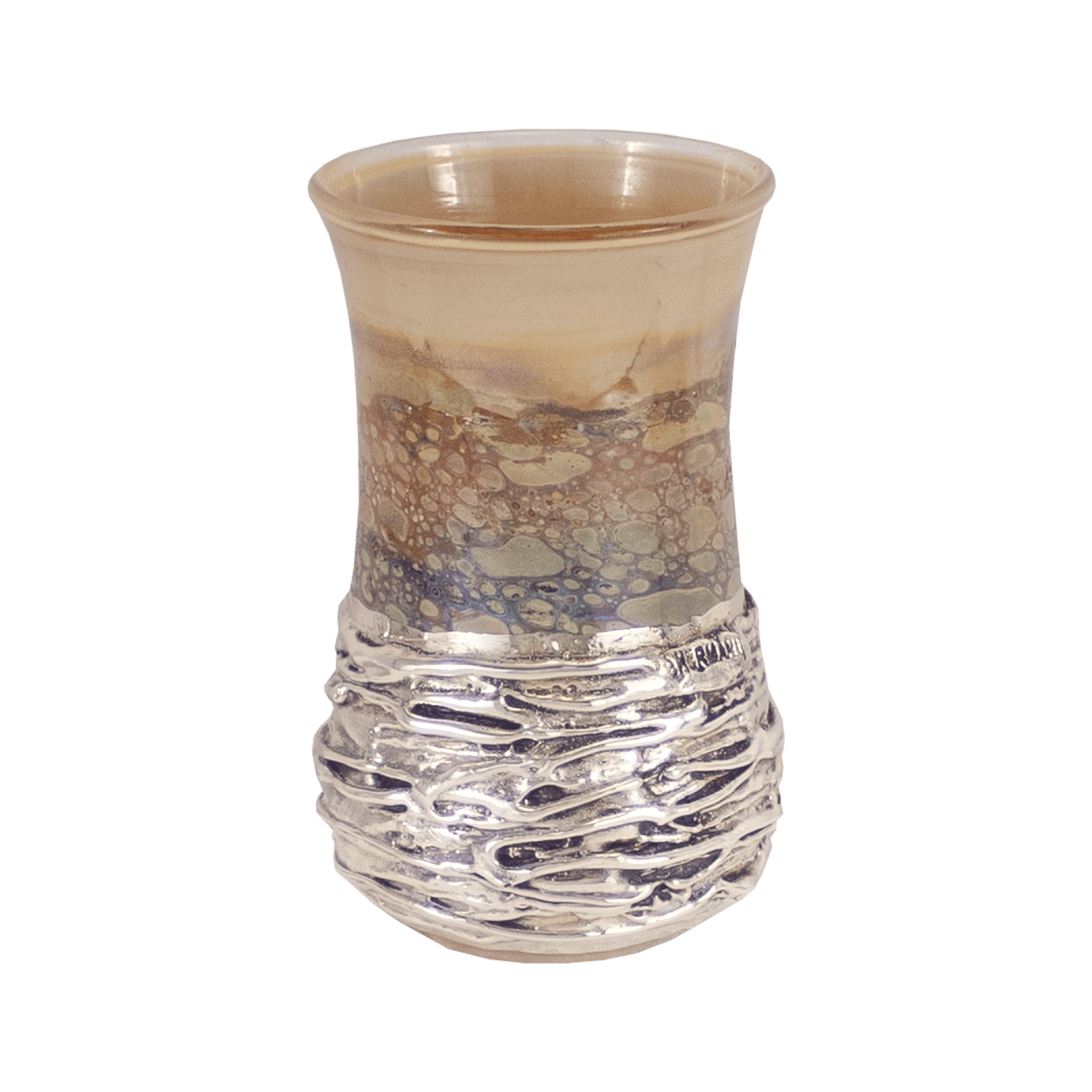 Amber Glass & Sterling Silver Kiddush Cup