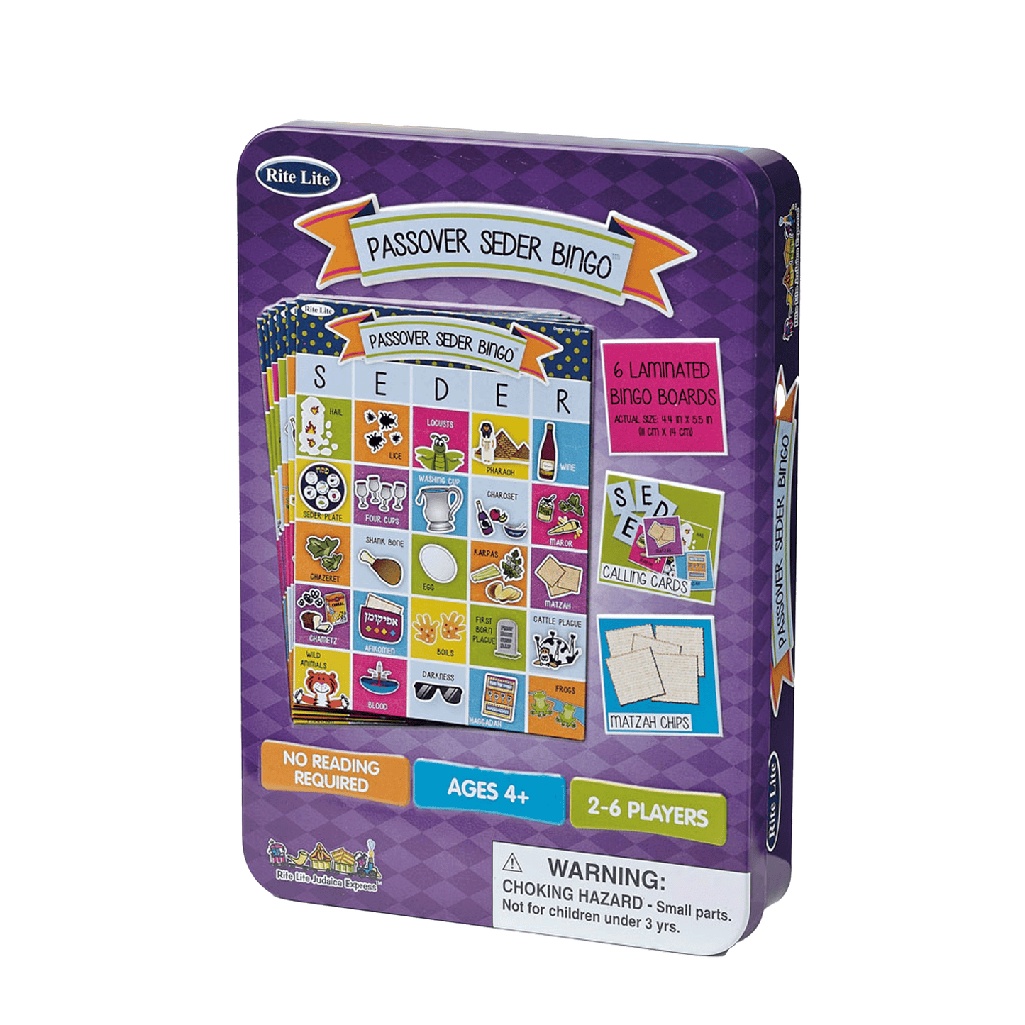 Rite Lite Passover Seder Bingo with classic passover symbols on bingo card 
