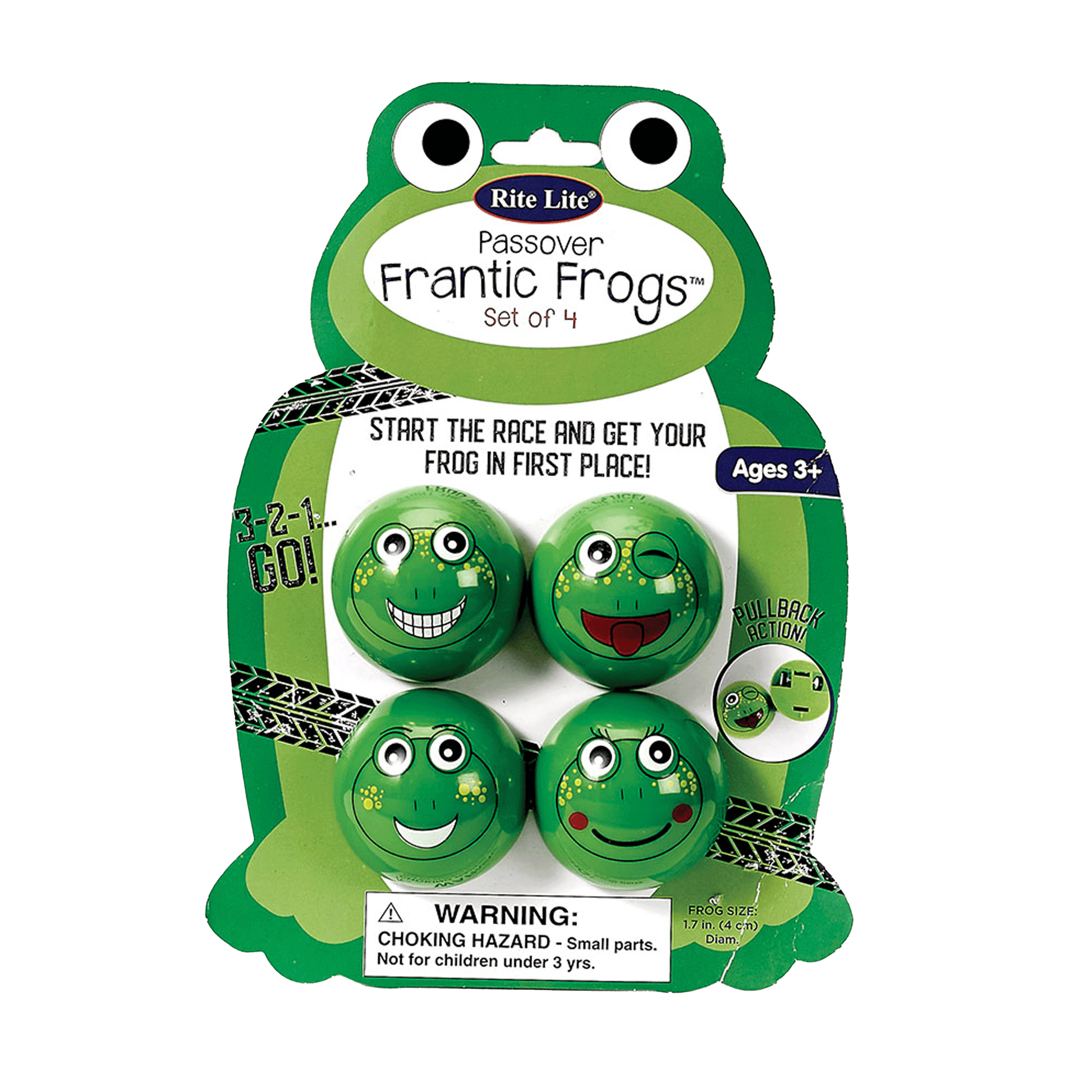Rite Lite passover franitc frog toy with four frogs making similing faces 