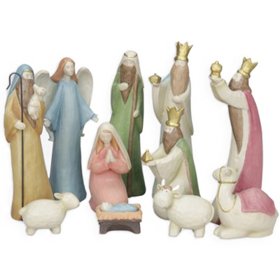 Folk Art Nativity Set (12 Pieces)