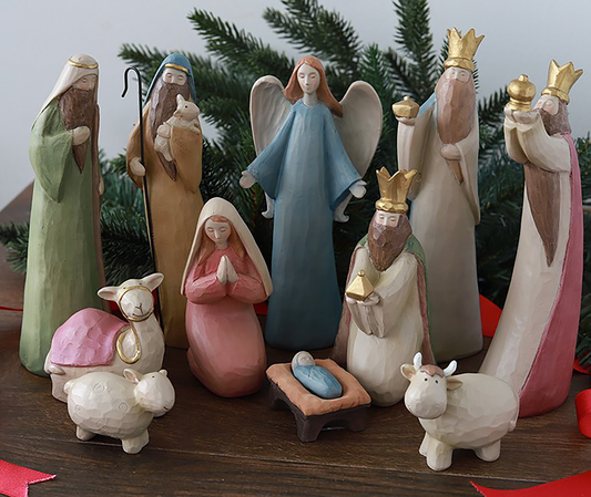 Folk Art Nativity Set (12 Pieces)