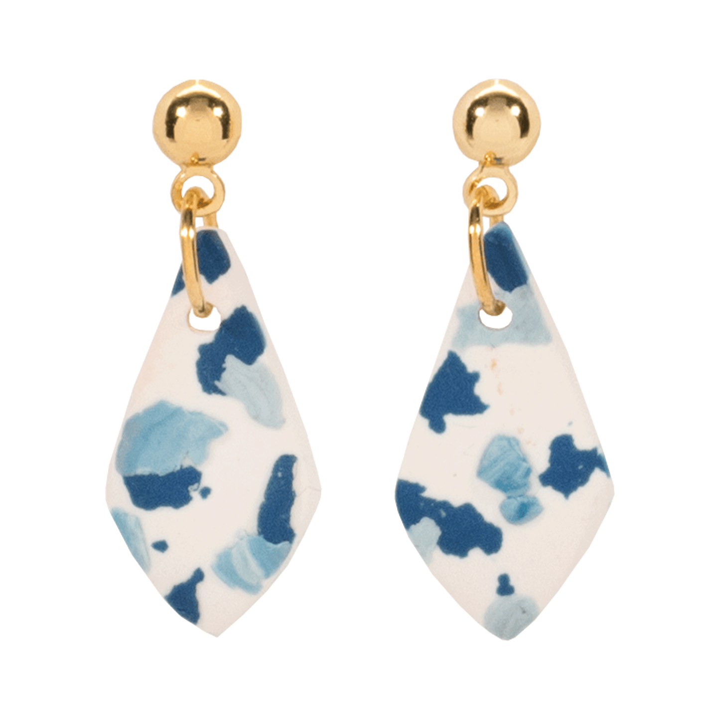 Handcrafted Clay Earrings - Blue and White