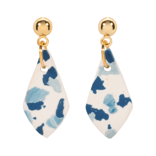 Handcrafted Clay Earrings - Blue and White