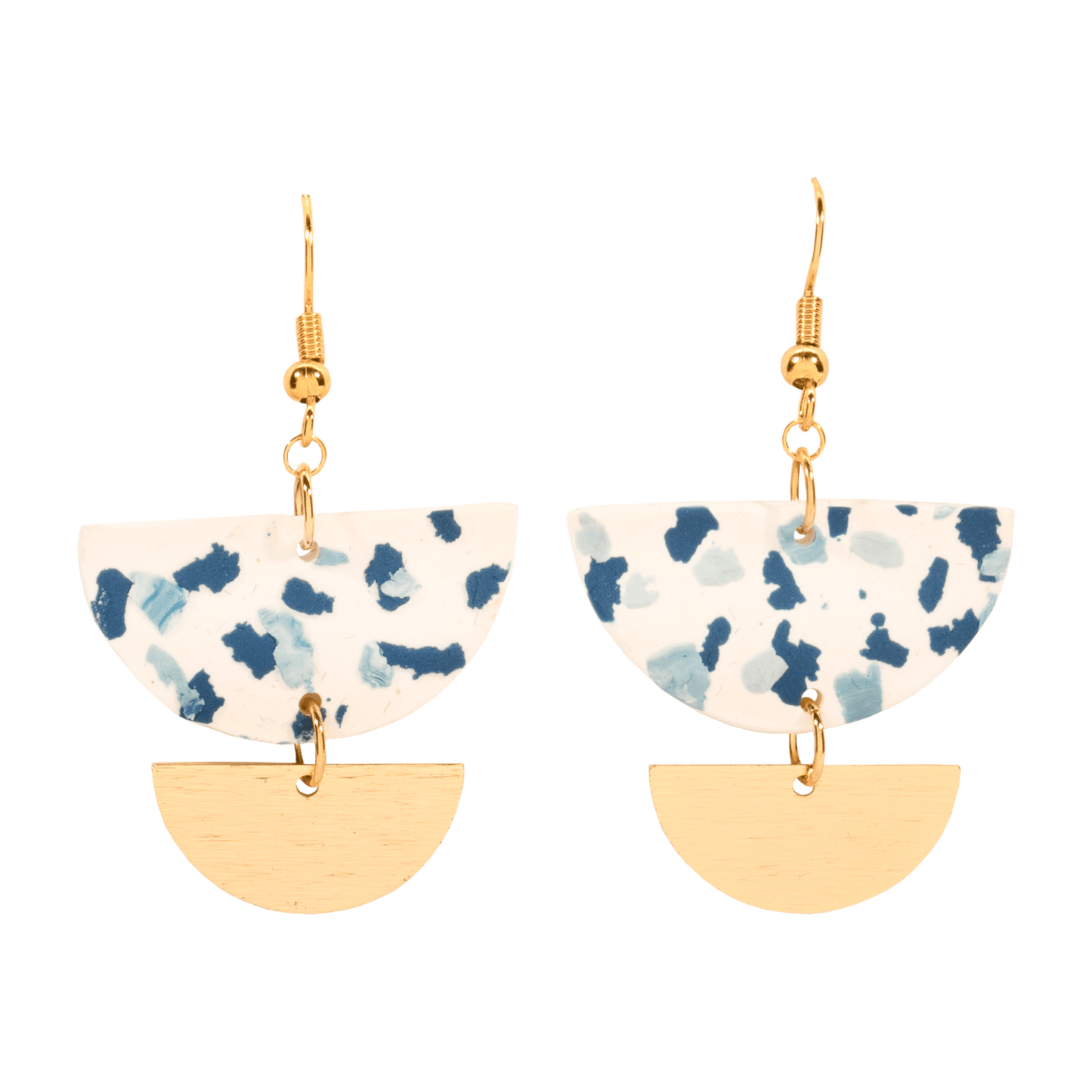 Handcrafted Clay Blue Dangle Earrings