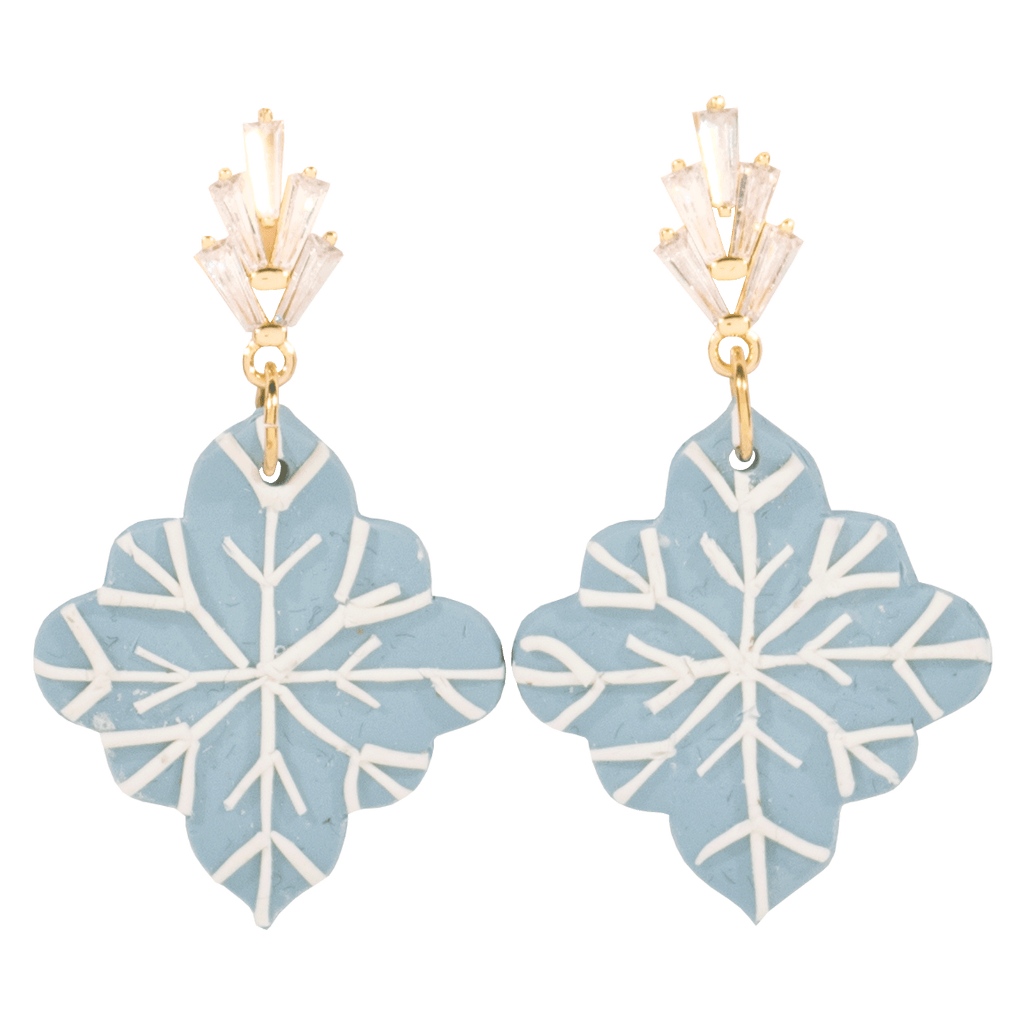 Handcrafted Clay Snowflake Dangle Earrings