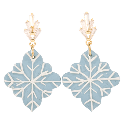 Handcrafted Clay Snowflake Dangle Earrings