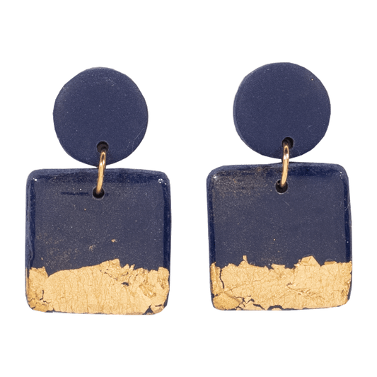 Handcrafted Clay Navy Blue Earrings