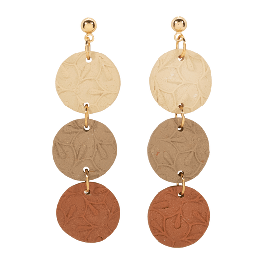 Handcrafted Clay Dangle Earrings - Neutral