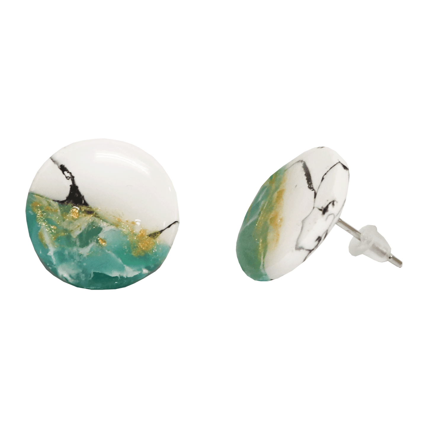 Turquoise and Marble Clay Stud Earrings