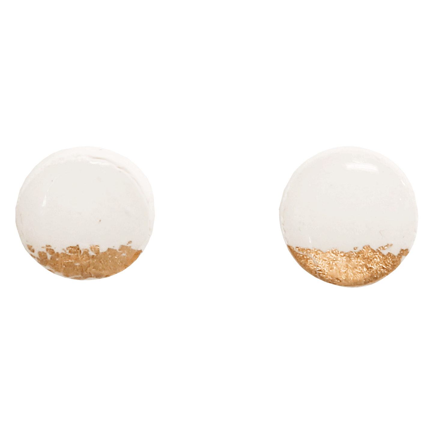 Gold & White Clay Stud Earrings
