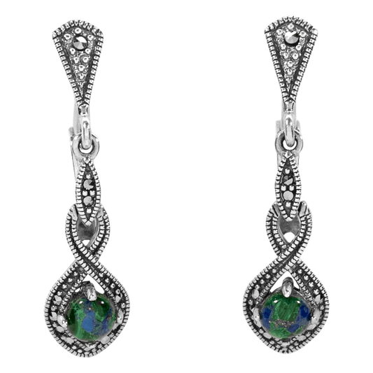 Eilat Stone held by Infinity Pedant with Marcasite Crystals earring