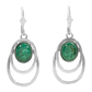 two optical sterling silver ovals with an oval-shaped Eilat Stone in the center earrings