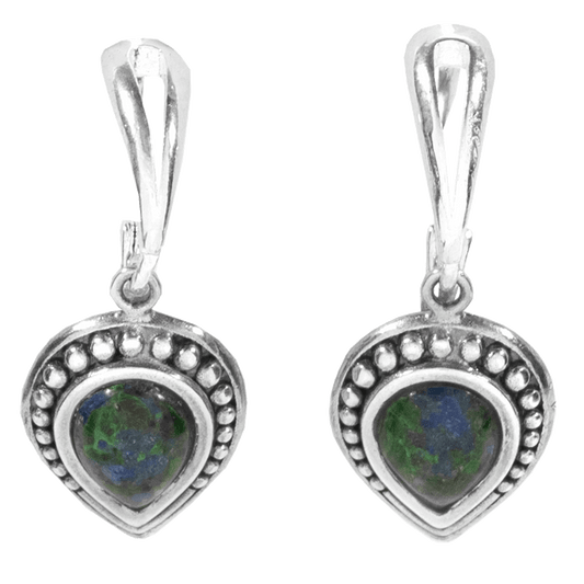 Eilat Stone Earrings held in silver teardrop shape