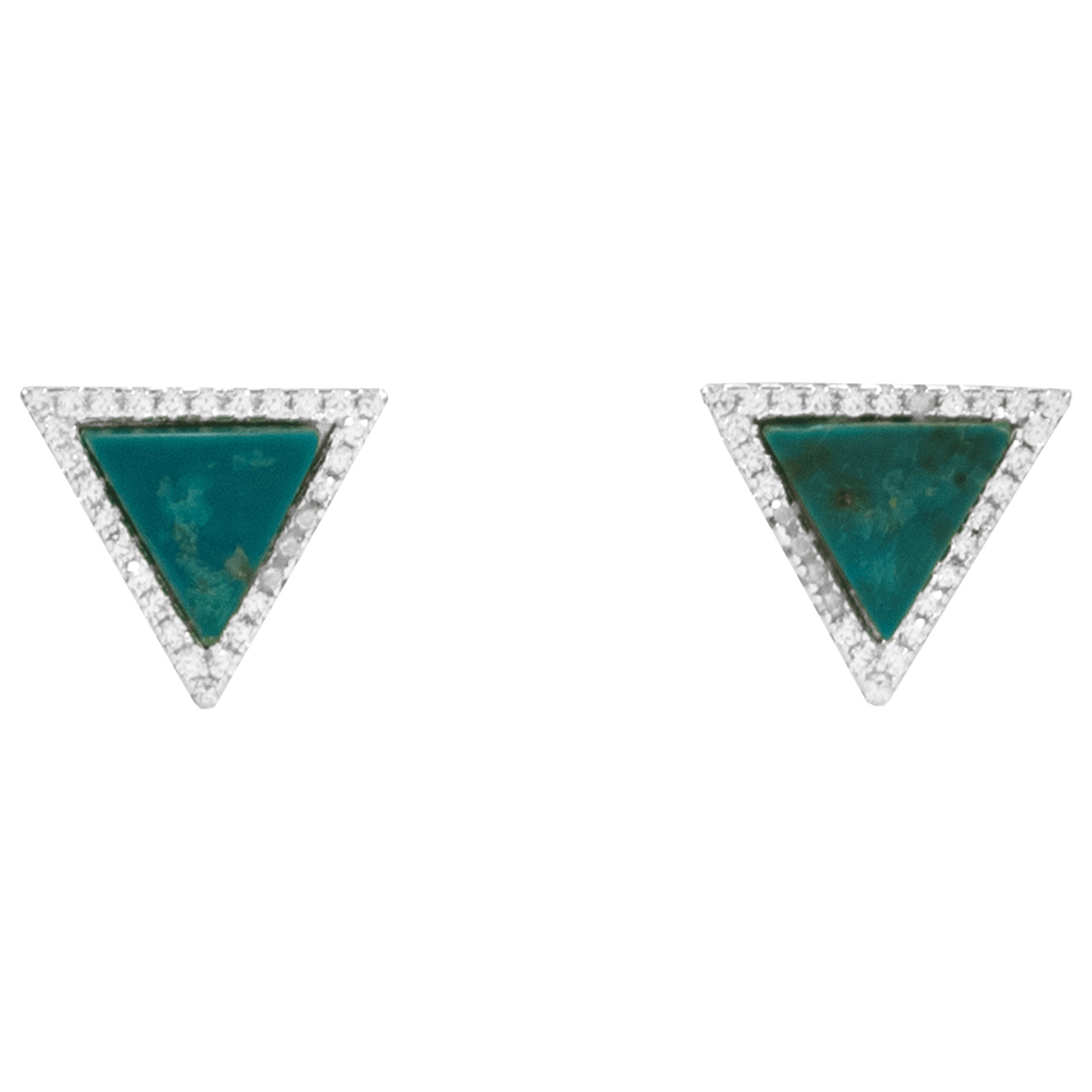 Triangle Eilat Stone Stud Earrings with Crystals along the edges