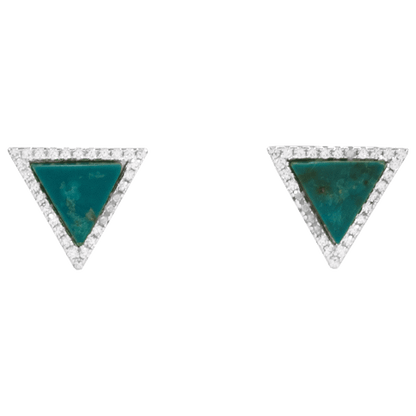 Triangle Eilat Stone Stud Earrings with Crystals along the edges
