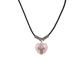 Pink Girasol Quartz Heart Pendant with silver cross  necklace on black cord