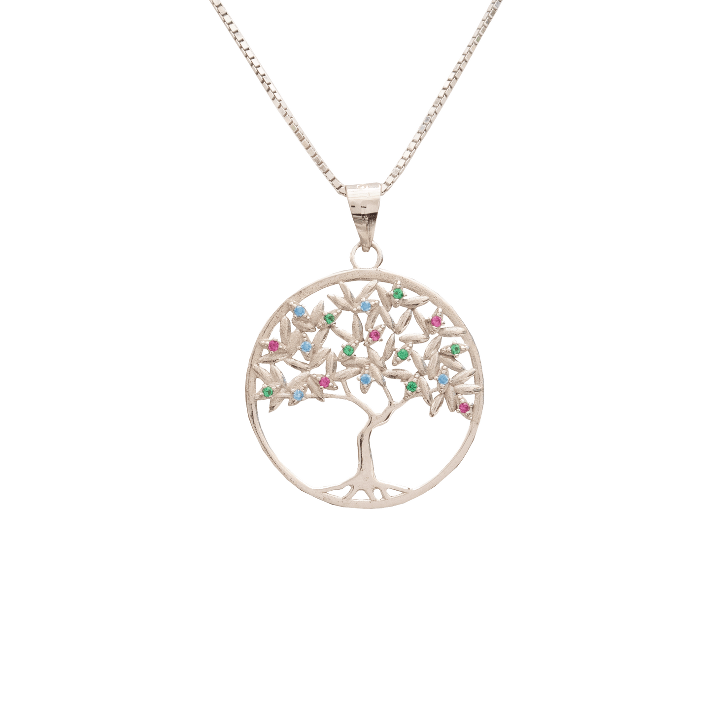 Tree of Life Necklace with Multicolor Crystals