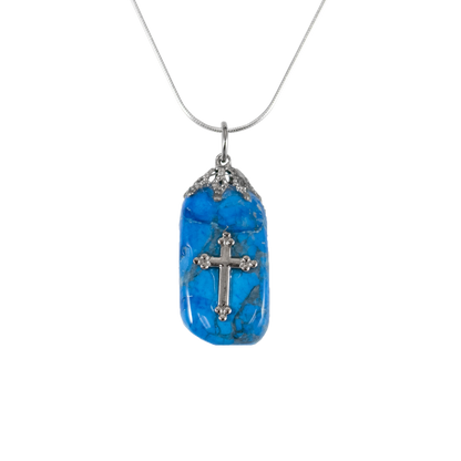 Stone Necklace with Decorative Cross
