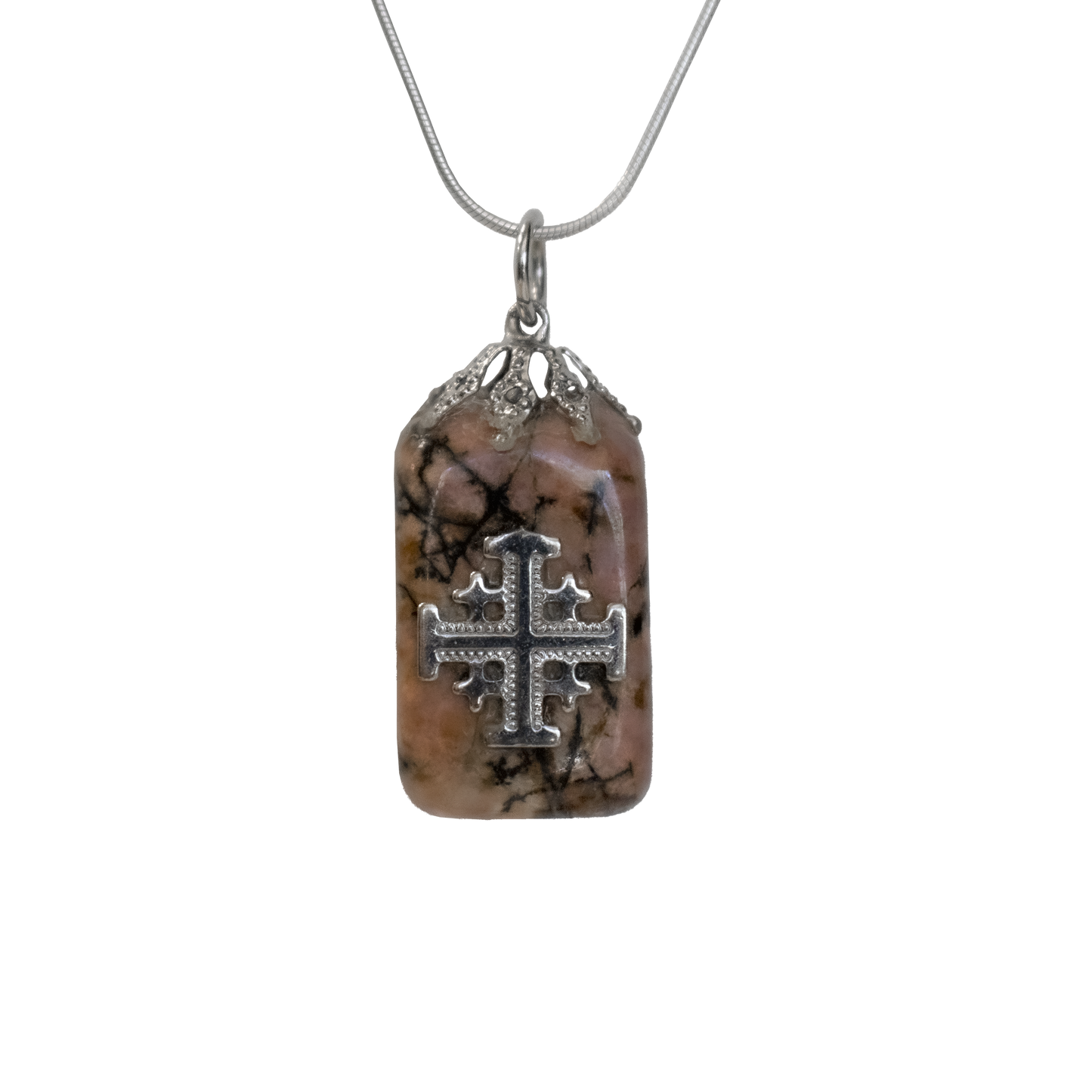 Jerusalem Cross Stone Necklace