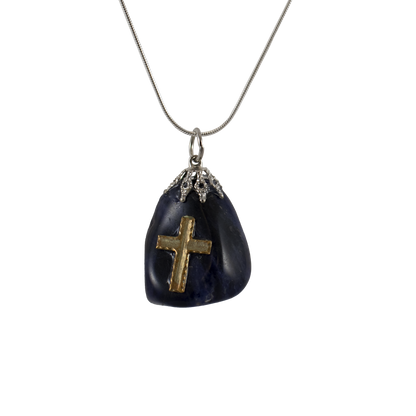 Stone Necklace with Decorative Cross