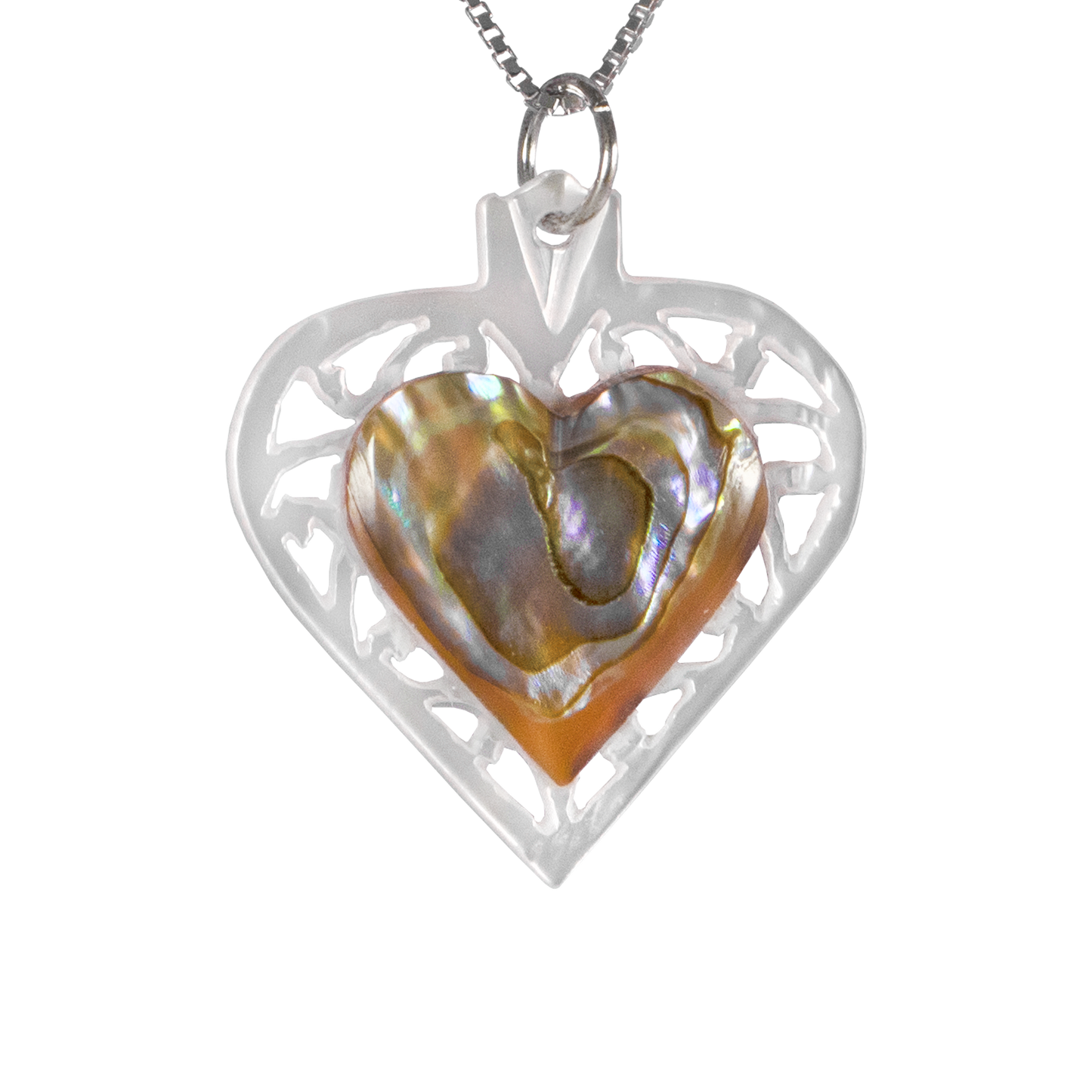 Mother of Pearl Abalone Heart Necklace