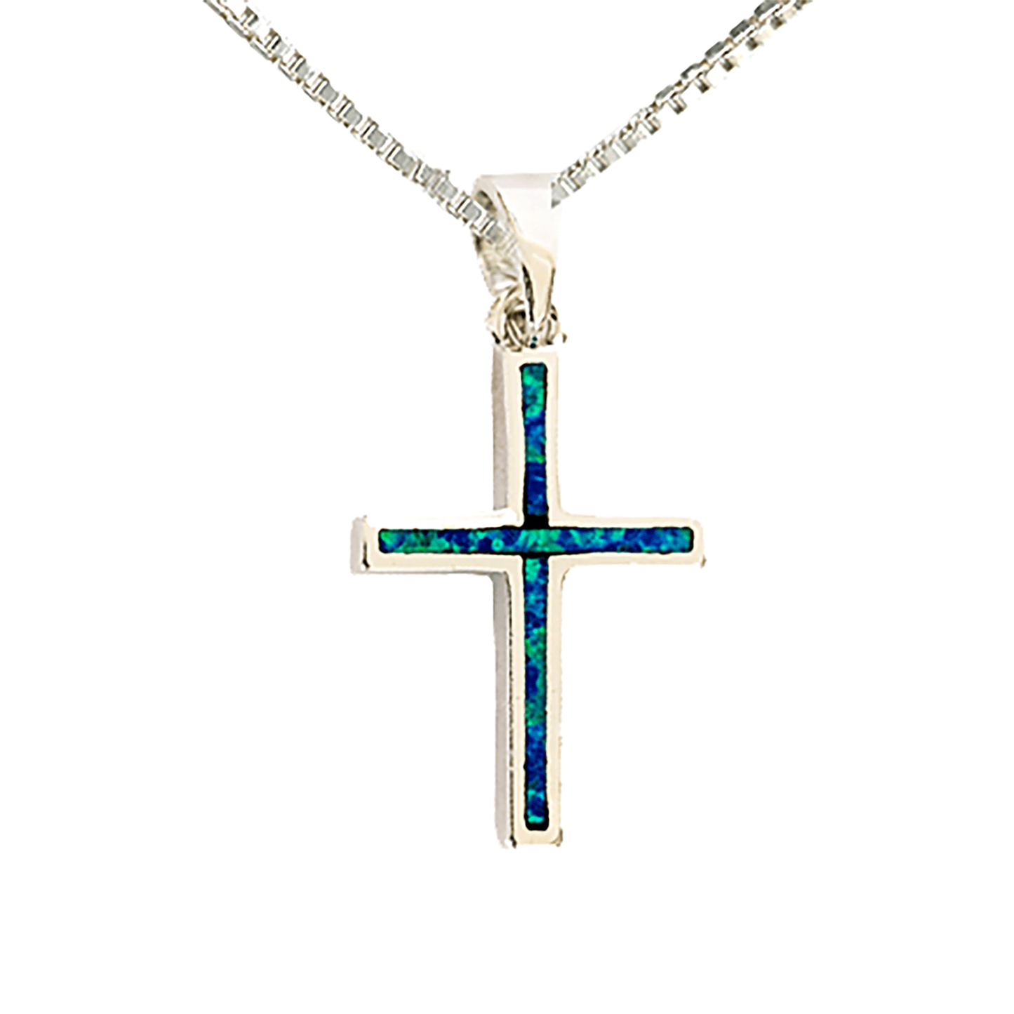 Cross, Sterling Silver With Synthetic Opal