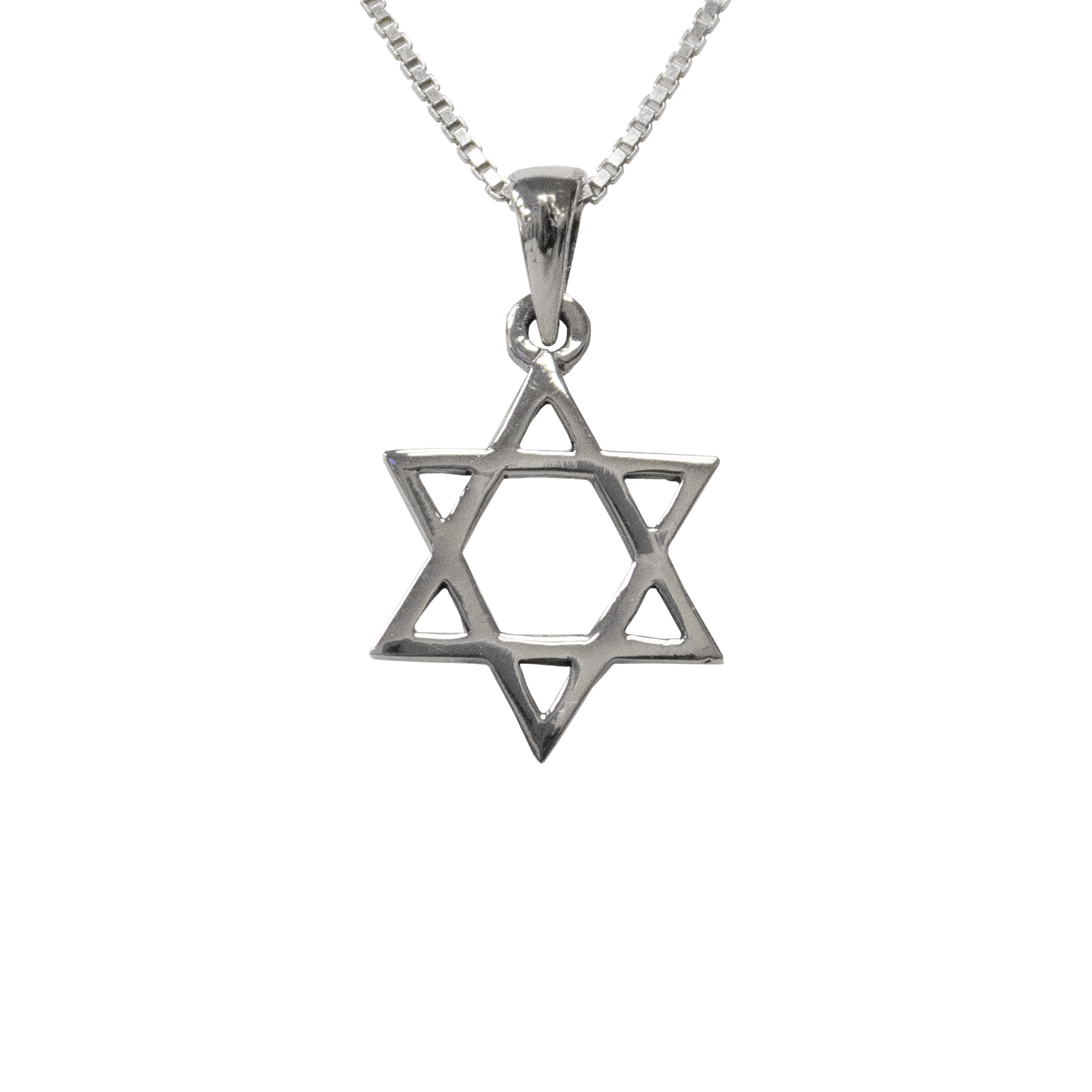 Sterling Silver Star of David Necklace on Box Chain