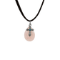 Rose Quartz Tear Drop Necklace with Decorative Cross Pendant on Suede Cord