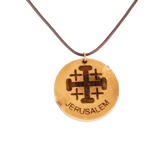 Jerusalem Cross Wooden Necklace