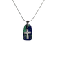 Polished Eilat Stone with silver cross that has a miniscule grid pattern on silver necklace
