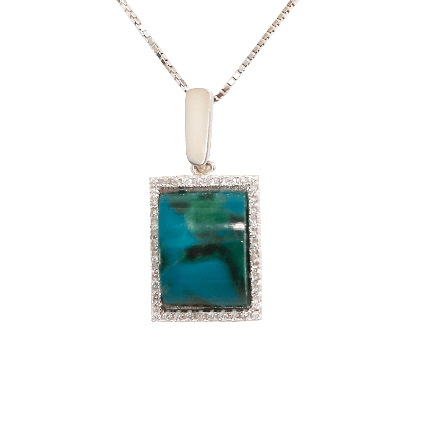 Eilat Stone Square Necklace with Crystal Border