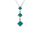 Three diamond shaped Eilat Stones dangling vertically on a sterling silver chain 