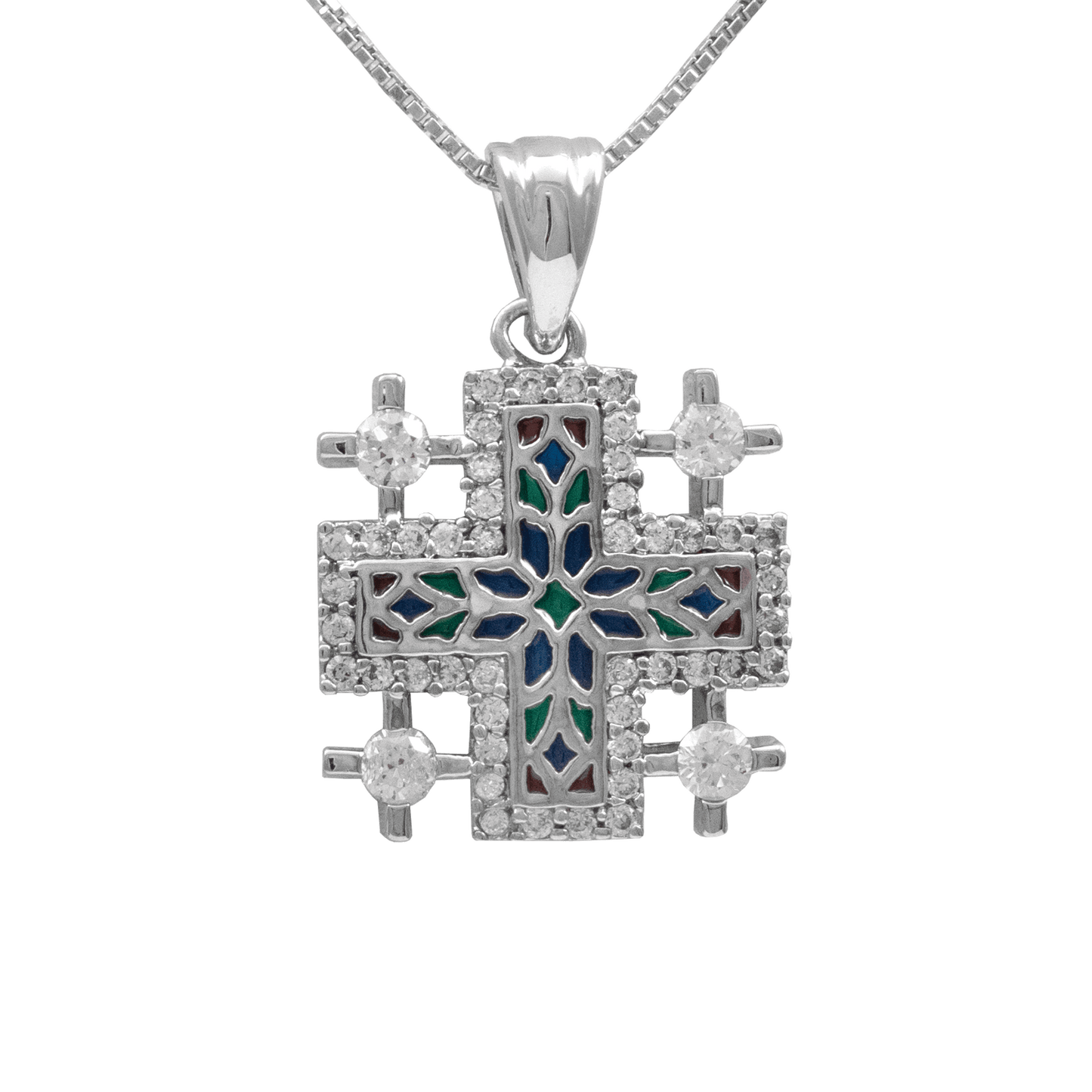 Eilat Stone Reversable Jerusalem Cross Necklace