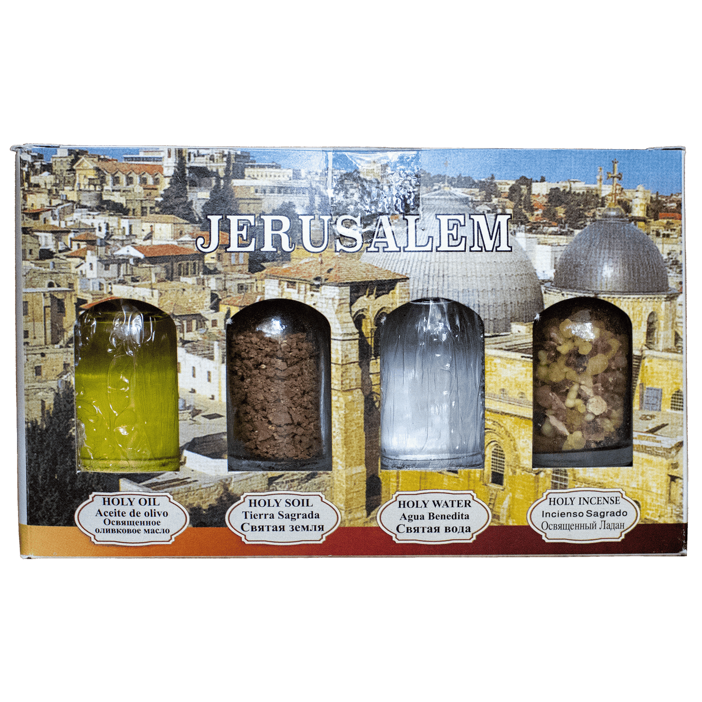 Four Genuine elements from Israel: Oil, Water, Soil, Incense
