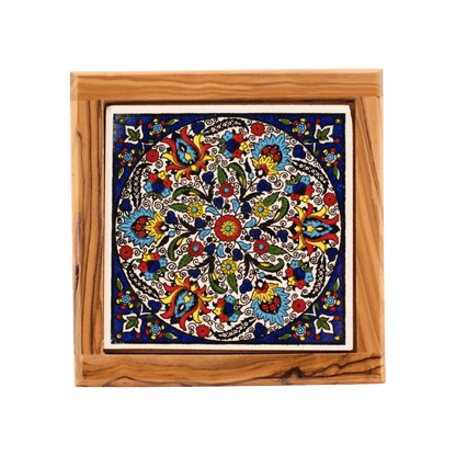 Armenian Ceramic & Olive Wood Coaster (Various)
