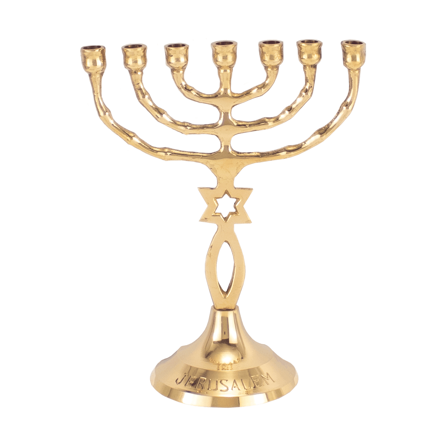 6" Polished Brass Grafted in Menorah