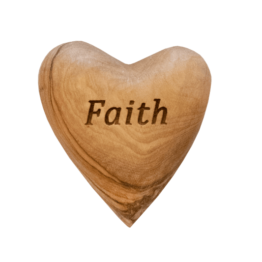 Olive Wood Faith Small Palm Heart