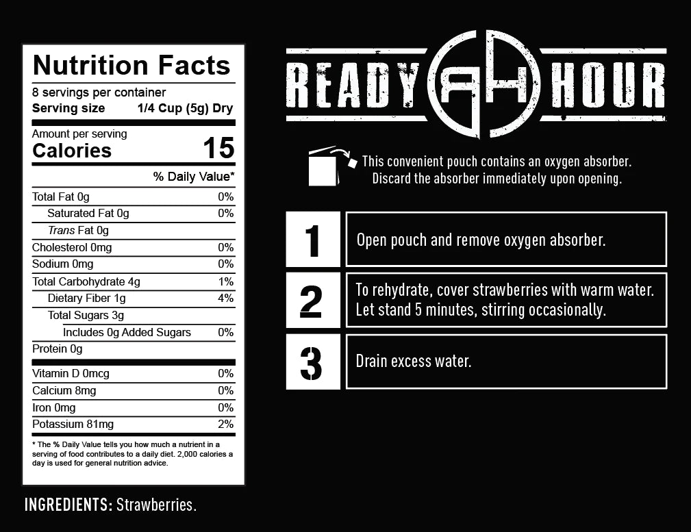 ready hour freeze dried strawberries nutritional information and directions 