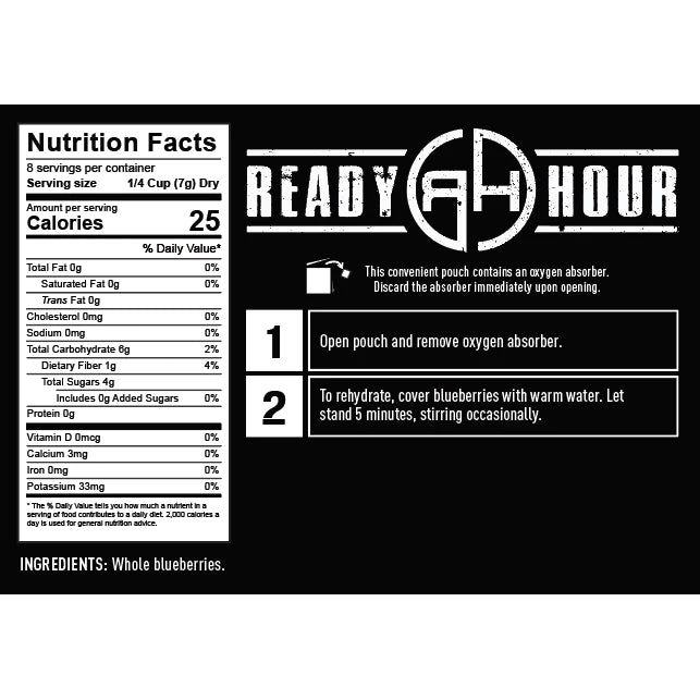 ready hour freeze dried blueberries nutritional information and directions 