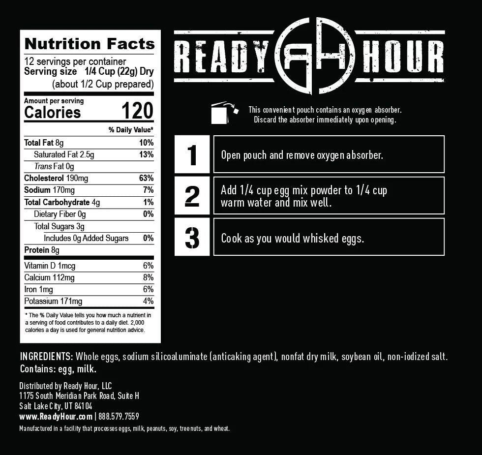 ready hour scrambled eggs nutritional information and directions 
