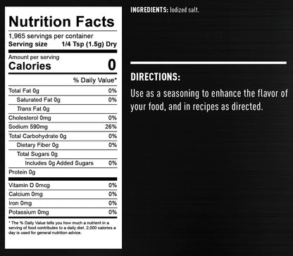 ready hour #10 can iodized salt nutritional information and directions 