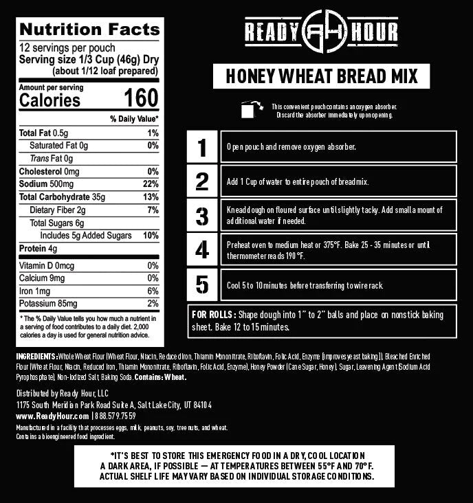ready hour honey wheat loaf nutritional information and directions 
