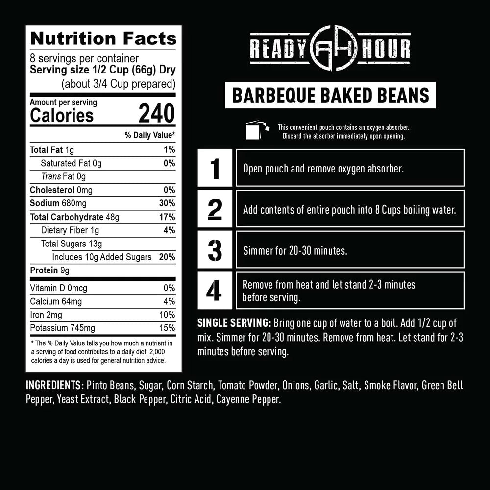 ready hour barbeque baked beans nutritional information and directions 