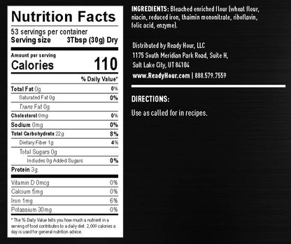 ready hour #10 can all purpose white flour nutritional information and directions 