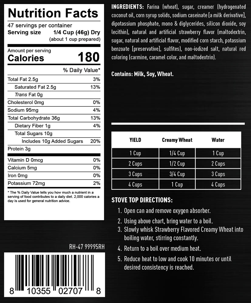 ready hour #10 can strawberry flavored creamy wheat nutritional information and directions 
