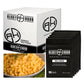 ready hour mac and cheese case pack individual pack black and cooked mac and cheese in white bowl with green garnish on top