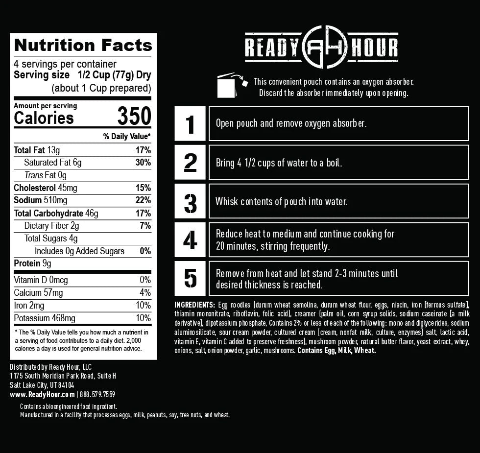 ready hour creamy stroganoff nutritional information and directions 